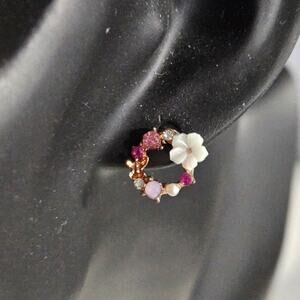 Boutique Small Flower Multi-Color Circle Earrings ~ Fairy Retro Whimsygoth Twee
